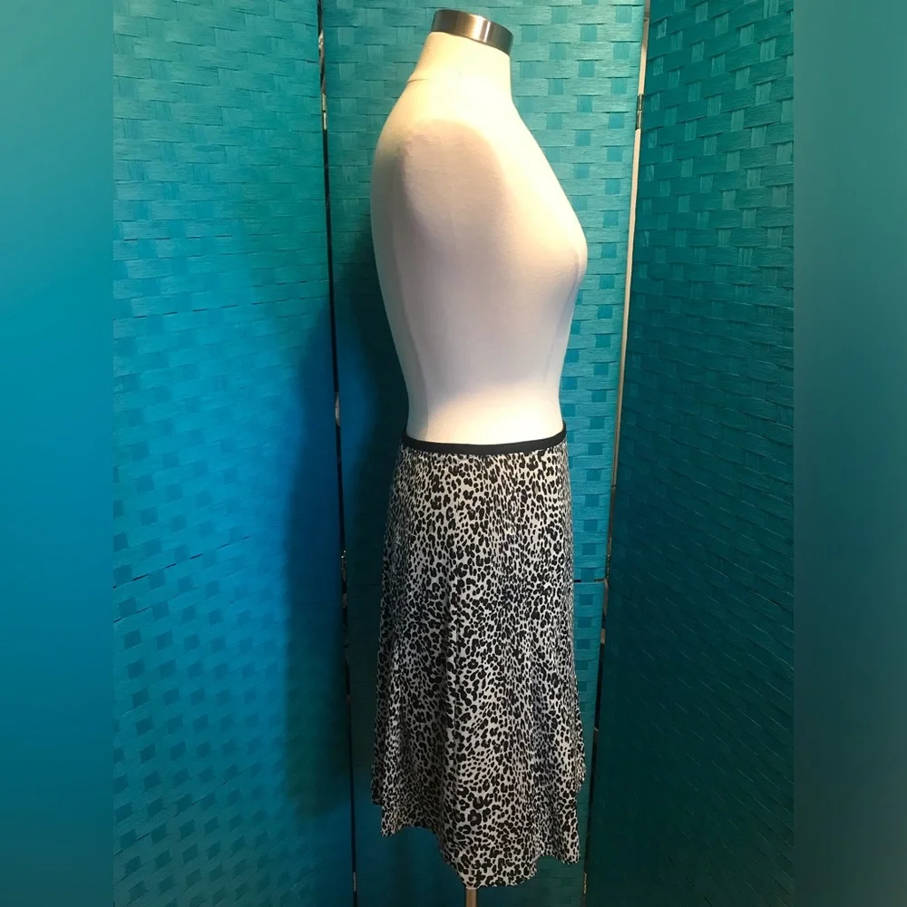 Worthington A Line Pleated Chiffon Skirt Lined Leopard Print